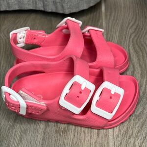 Kids Pink Sandals with White Buckles